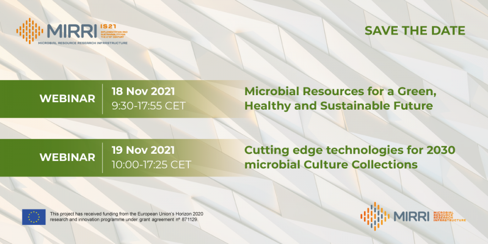 SEMINARIOS WEB DE MIRRI: recursos microbianos para un futuro verde, saludable y sostenible y tecnologías de vanguardia para colecciones de cultivos microbianos 2030